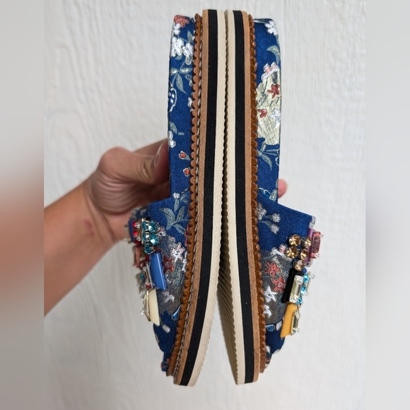 Rebeca Sanver Beaded Rhinestone Embroidered Slide Sandals Women's Size 35 - Picture 5 of 7